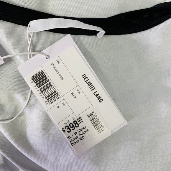 HELMUT LANG Size M Black White Cotton Layered Bubble Hem Dress - Picture 5 of 7